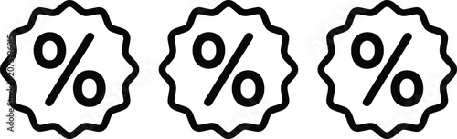 Obraz na płótnie Percent discount label icon collection with wavy circular frames and percentage symbols for sales and promotions