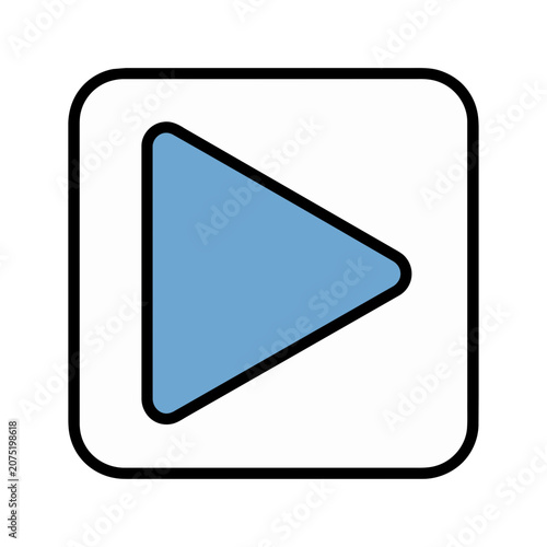 Flat play button icon with triangle and rounded square