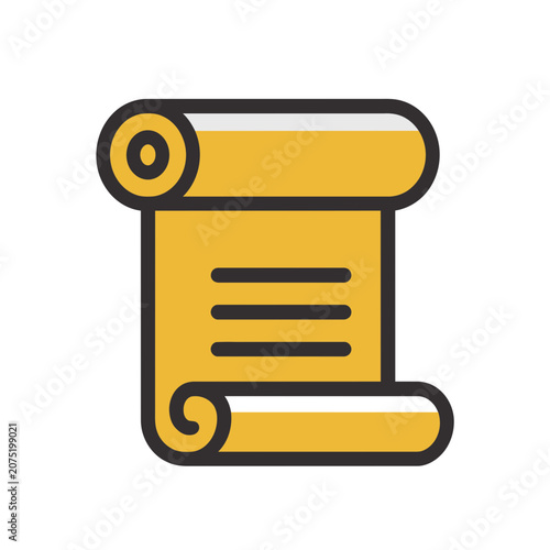 Yellow scroll icon with black outline