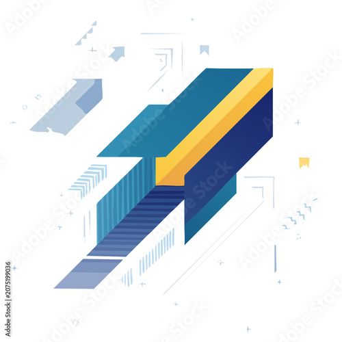 Abstract Isometric Geometric Staircase Vector Illustration