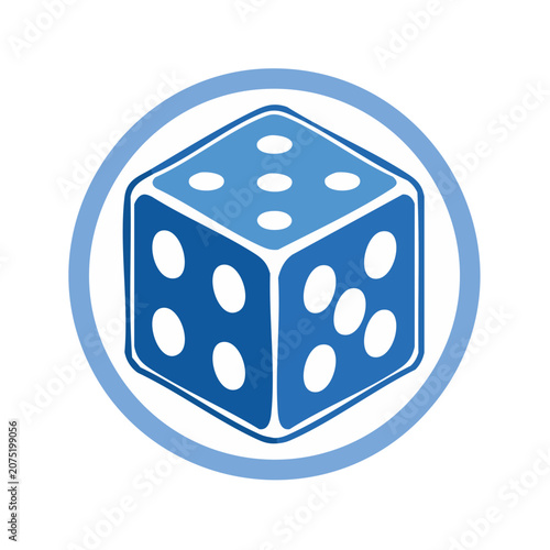Blue Dice Icon Vector