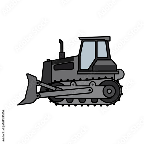Bulldozer vector illustration side view