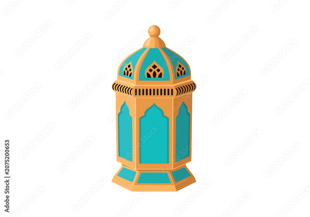 Fotografie Golden and teal Islamic lantern