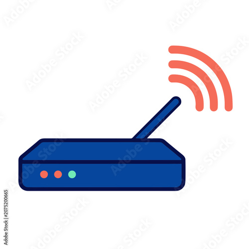 Wireless router with wifi signal icon