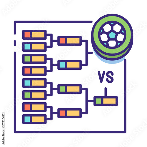This Tournament bracket icon is suitable for World Cup, Football Sport, etc