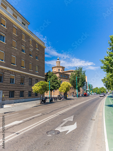 Cityscape of Zaragoza, the capital of Aragon in northeastern Spain. Historic architecture, cultural heritage and urban atmosphere in one of the country's most important cities.