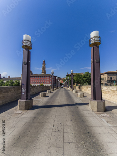 Cityscape of Zaragoza, the capital of Aragon in northeastern Spain. Historic architecture, cultural heritage and urban atmosphere in one of the country's most important cities.