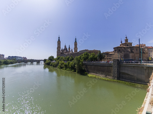 Cityscape of Zaragoza, the capital of Aragon in northeastern Spain. Historic architecture, cultural heritage and urban atmosphere in one of the country's most important cities.