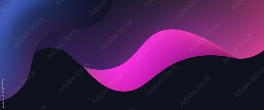 Εκτύπωση καμβά Soft curves of blue and pink flow gracefully across a dark backdrop, forming a serene and modern abstract design that evokes a tranquil atmosphere