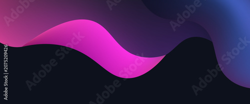 Foto Soft curves of blue and pink flow gracefully across a dark backdrop, forming a serene and modern abstract design that evokes a tranquil atmosphere