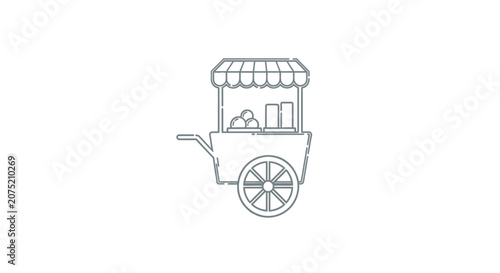 a simple line drawing of a food cart.