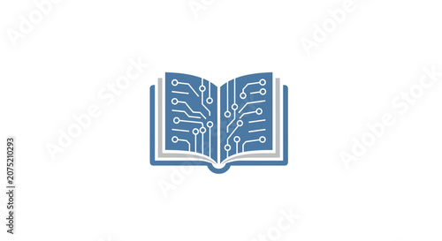 An open book with circuit board design.