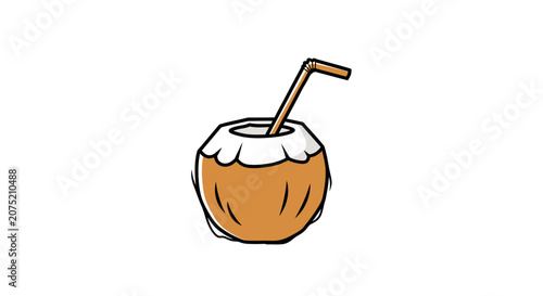 Coconut drink with straw illustration.