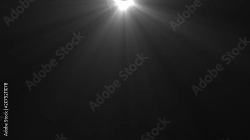 Light rays and sun ray light effects. Sun rays view, spotlight glowing burst concept. Abstract light rays emanating from on black background.