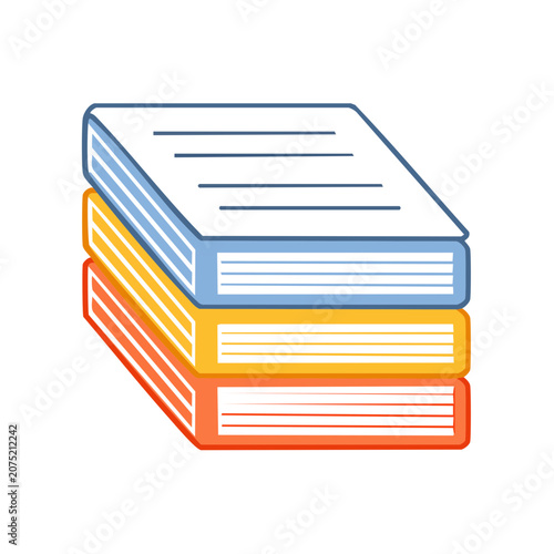Stack of Colorful Books Flat Vector Illustration