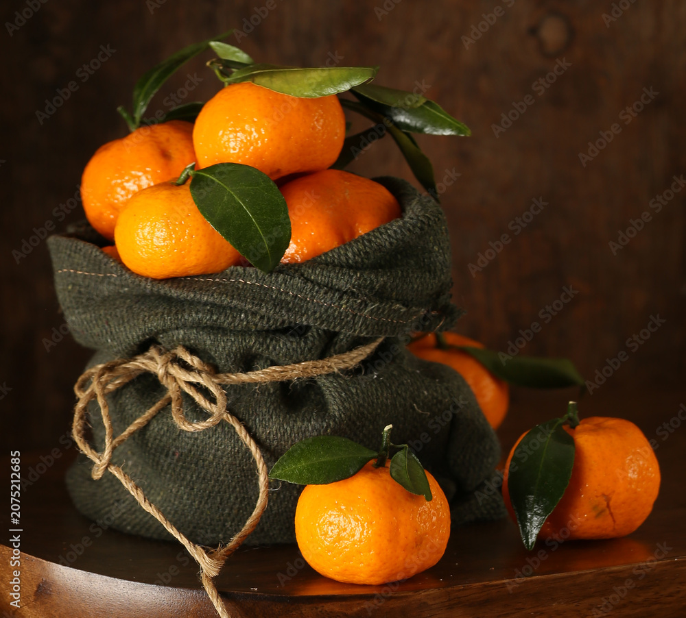 Fototapeta premium Mandarin fruits for holidays and interiors