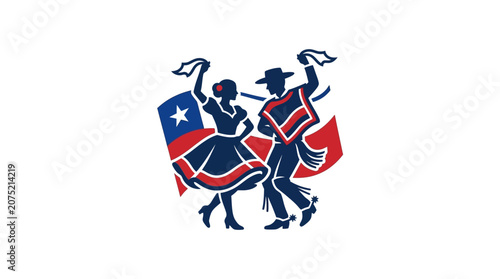 Chilean Cueca Dancers Illustration