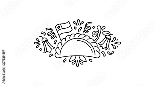 Chilean Empanada Celebration Line Art Design