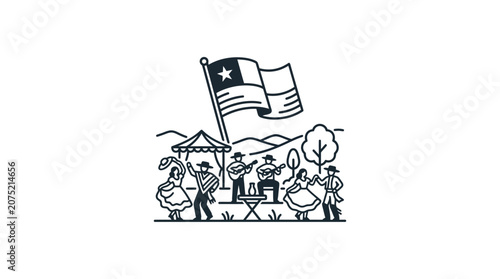Chilean Fiestas Patrias Celebration Illustration