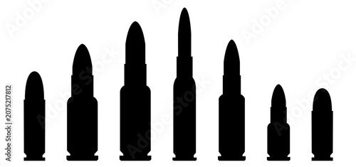 Tableau sur toile various types of bullets and casings silhouette