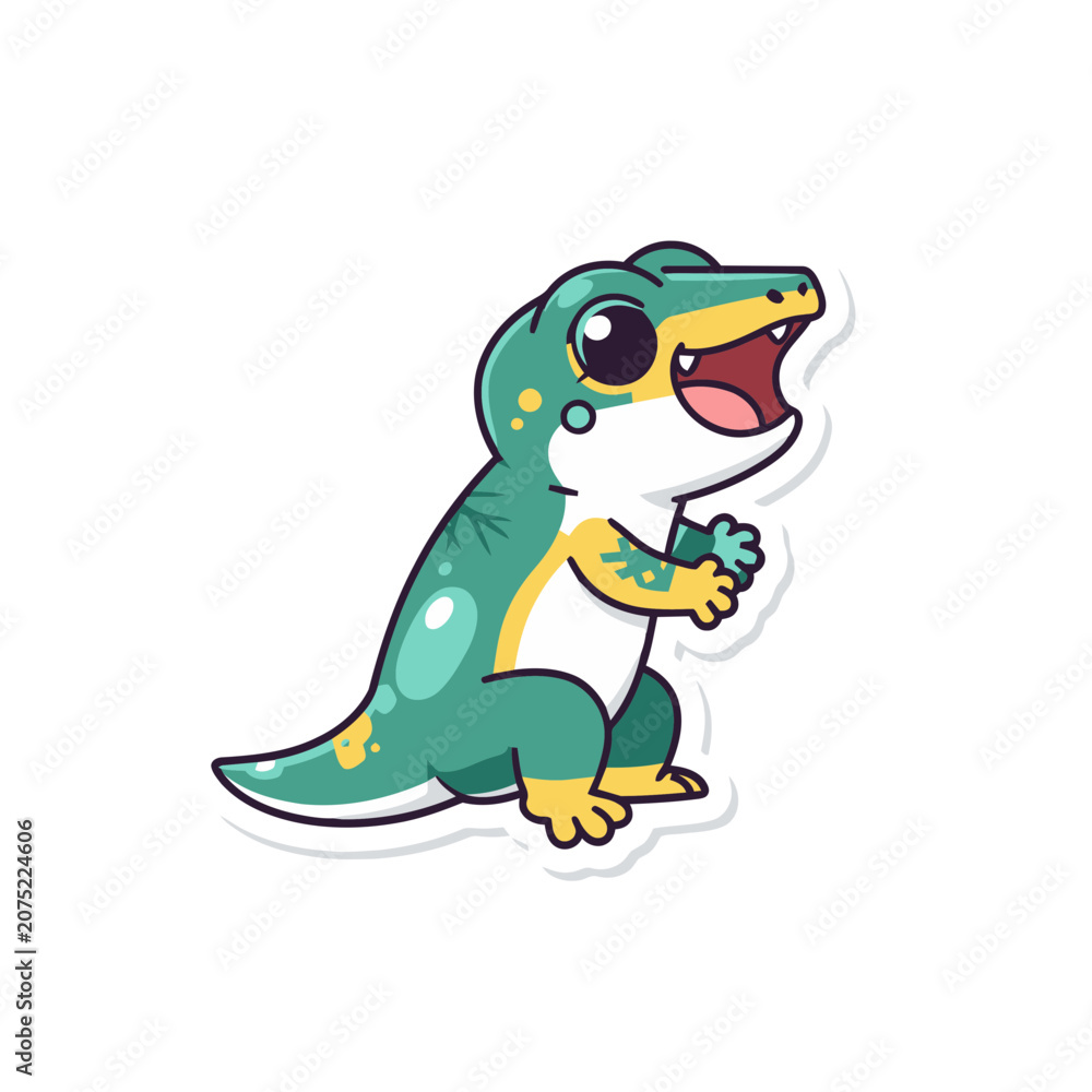 Obraz premium Cute cartoon lizard character vector illustration