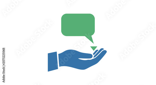 A hand with a speech bubble icon.