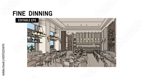Elegant fine dining restaurant interior with modern decor
