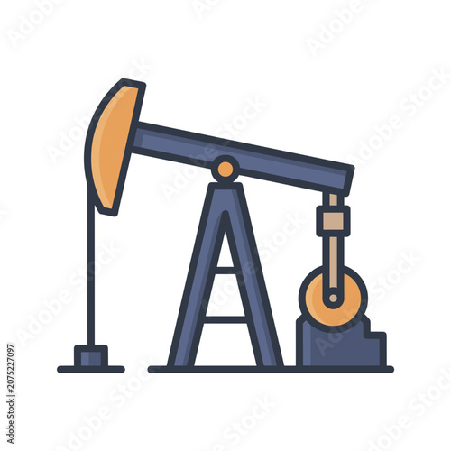 Flat vector illustration of an oil pumpjack