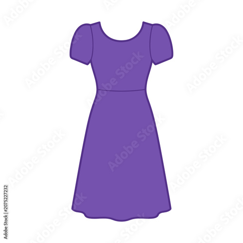 Purple dress flat vector illustration
