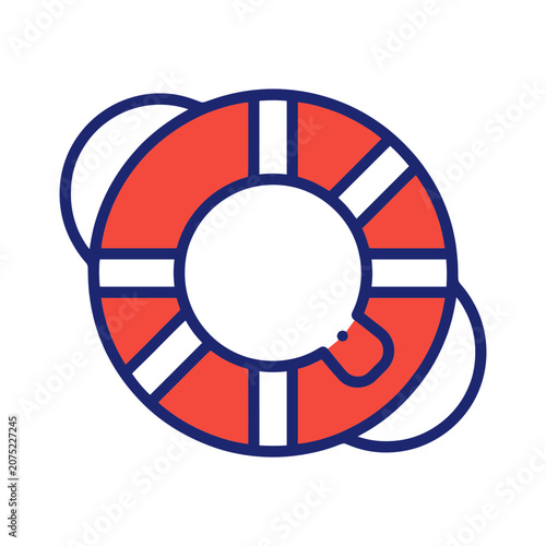 Red and white lifebuoy rescue ring icon