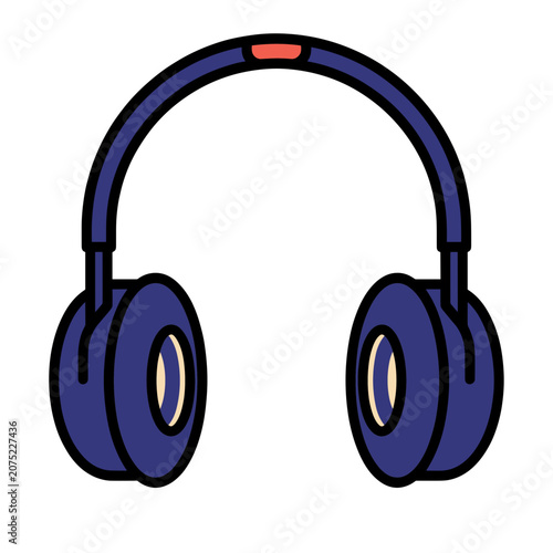 Blue headphones flat vector illustration