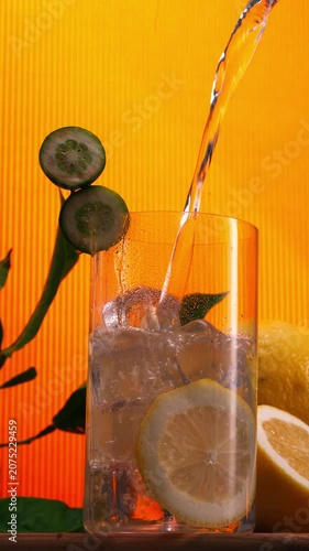 Pouring Refreshing Citrus Drink
