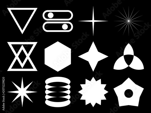 Set of minimalist geometric shapes and abstract symbols