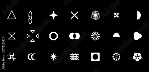 Set of minimalist geometric vector icons and abstract shapes