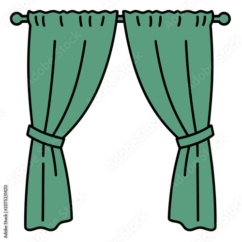 Green curtains vector illustration