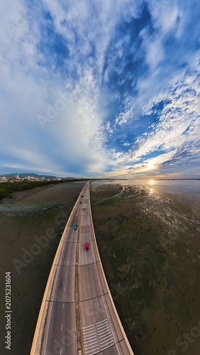 road to the sea bridge over the sea thailand chonburi 