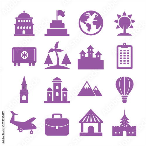Travel Destination Landmark Icon Collection Vector Set