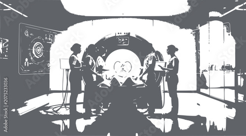 medical team in hospital radiology department