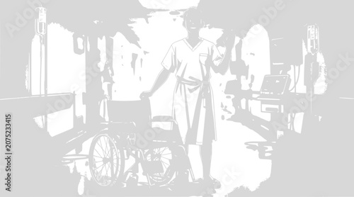 nurse standing with wheelchair in hospital