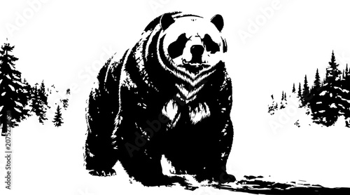 panda bear in winter landscape