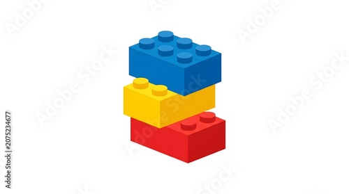 Building Brick Tower Stack — Red Yellow Blue National Lego Day Bold Flat Vector