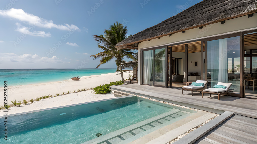 Fototapeta premium luxury beachfront villa with private pool