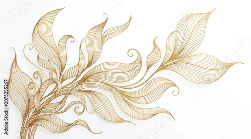 Obraz na plátně Elegant golden floral ornament with intricate leaf patterns