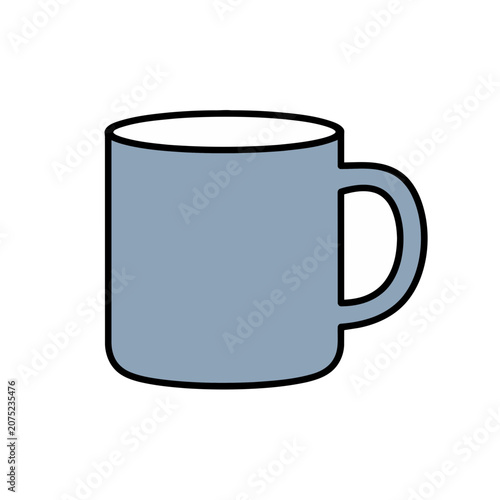 Light blue ceramic mug with handle vector illustration