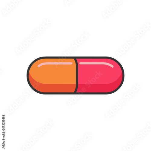 Orange and red capsule pill icon