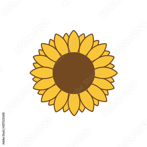 Yellow Sunflower Flat Vector Illustration