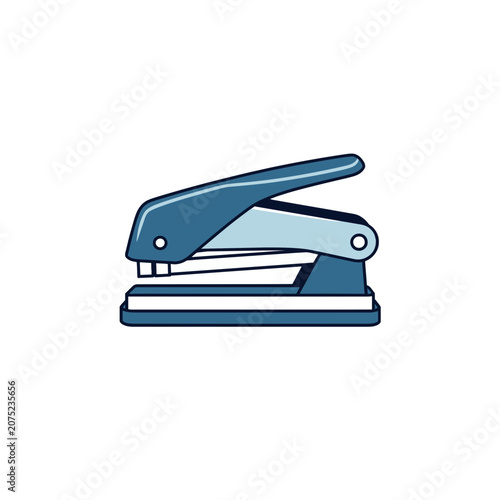 Blue office stapler flat vector icon