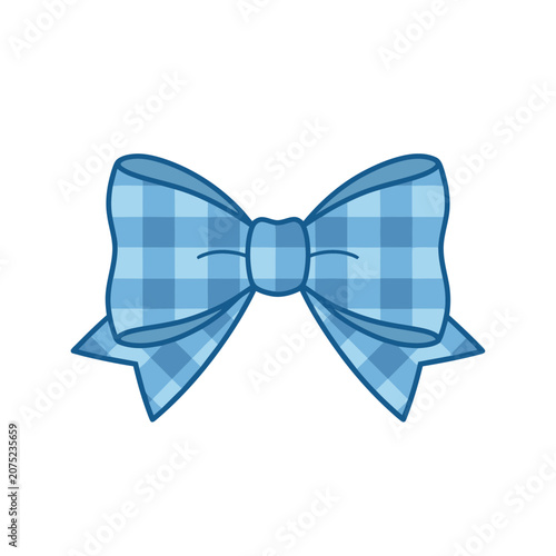 Blue plaid bow ribbon vector illustration