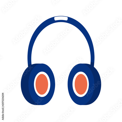 Blue and orange flat headphones icon