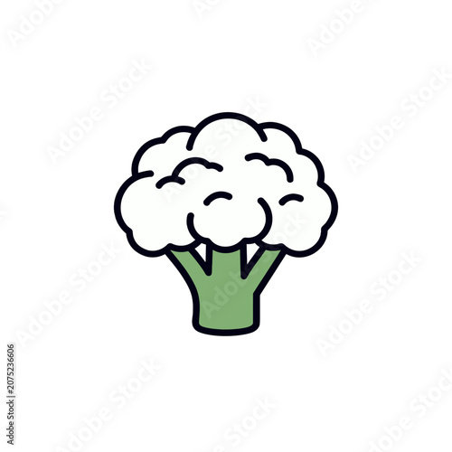 Flat broccoli icon on transparent background